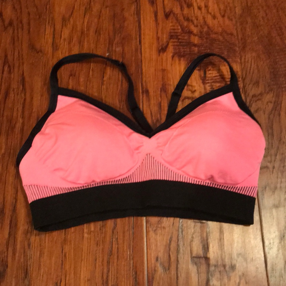 Pink lululemon padded sports bra